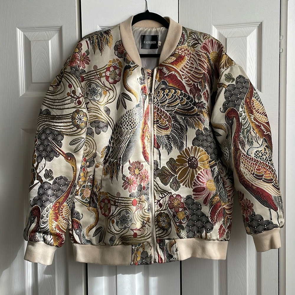 Men’s Large Embroidered Bomber Jacket